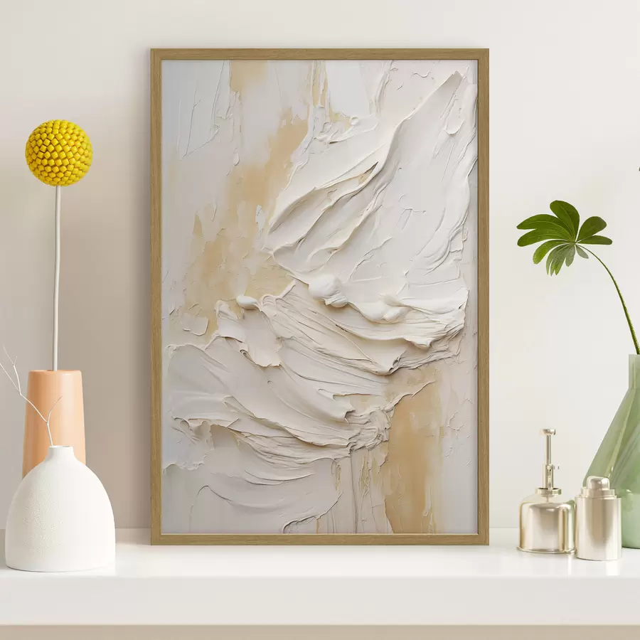 Fototapete Strukturierte Malerei in Creme- und Beigetönen im abstrakten Stil, minimalistische Kunst f48738