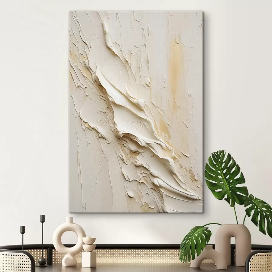 Fototapete Strukturierte Malerei in Creme- und Beigetönen im abstrakten Stil, minimalistische Kunst s48737