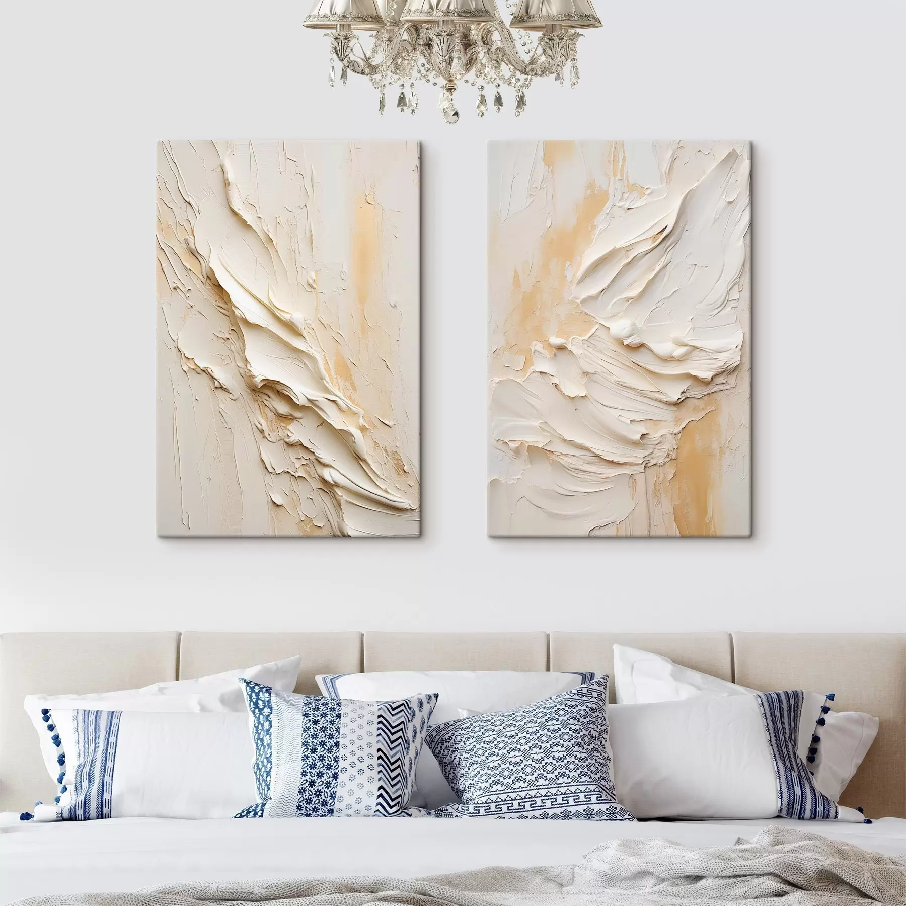 Fototapete Strukturierte Malerei in Creme- und Beigetönen im abstrakten Stil, minimalistische Kunst m30319
