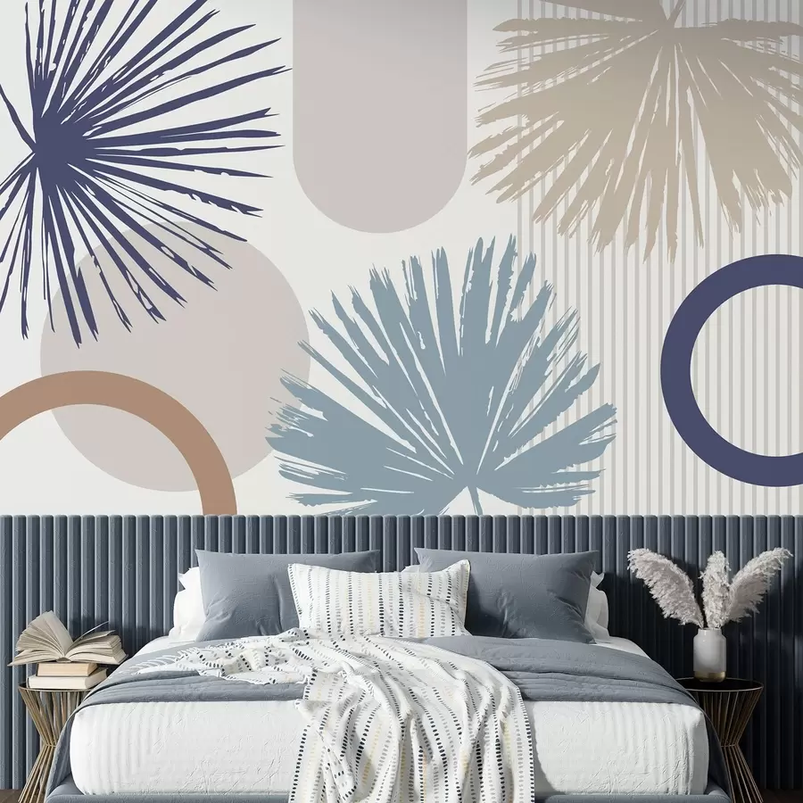 Fototapete Abstraktion mit pflanzlichen und geometrischen Silhouetten w05505v1