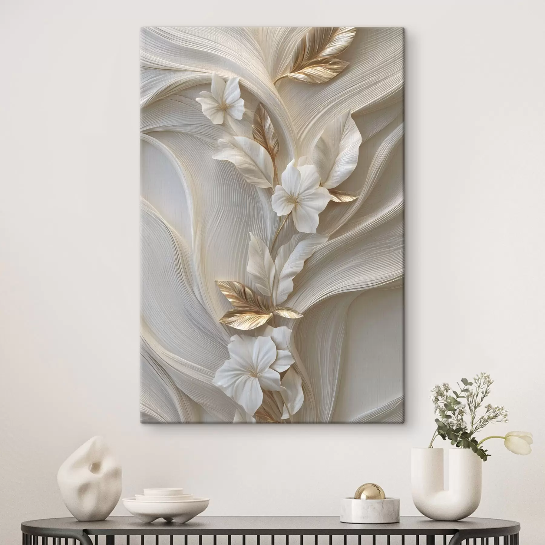 Fototapete eine exquisite Nachbildung dreidimensionaler Blätter, Texturen und Blumen s48787