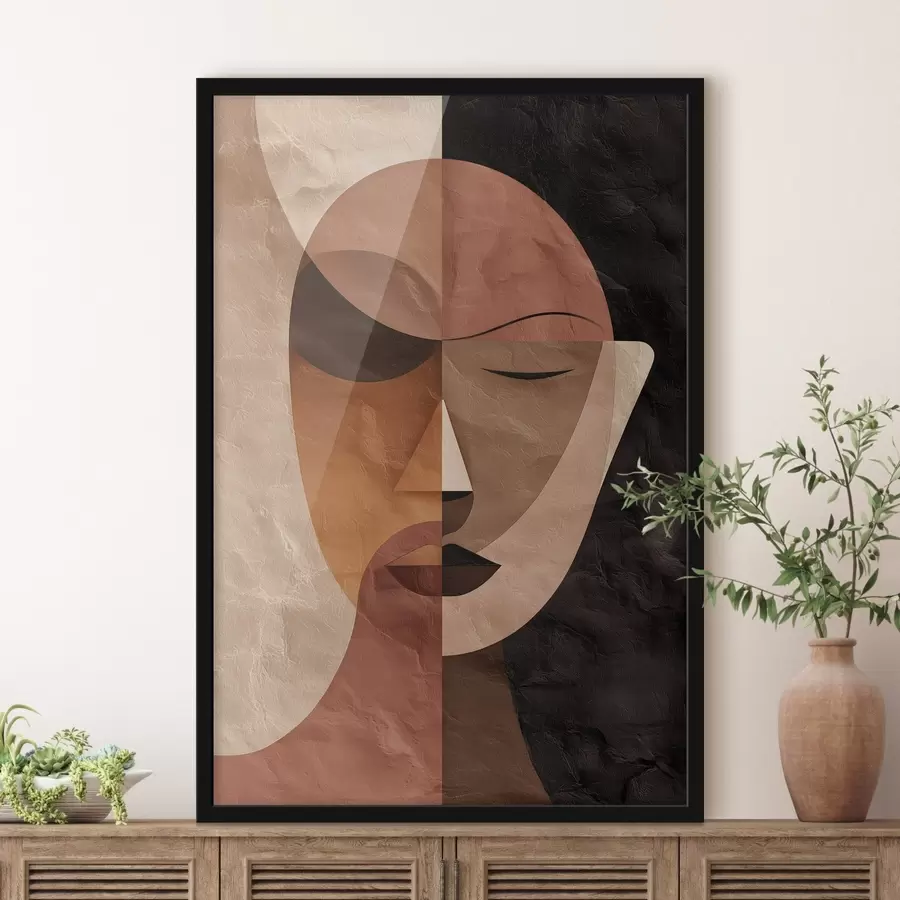 Fototapete ein abstraktes Gesicht in Kaffeetönen f48777
