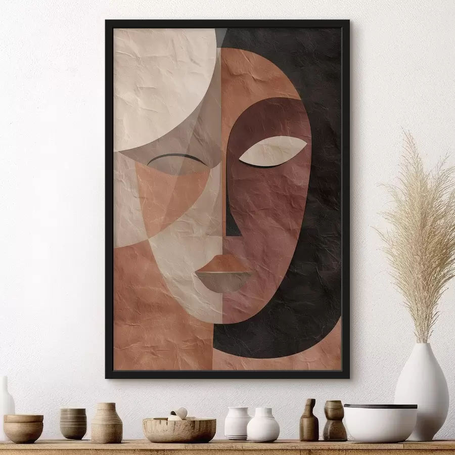 Fototapete ein abstraktes Gesicht in Kaffeetönen f48778