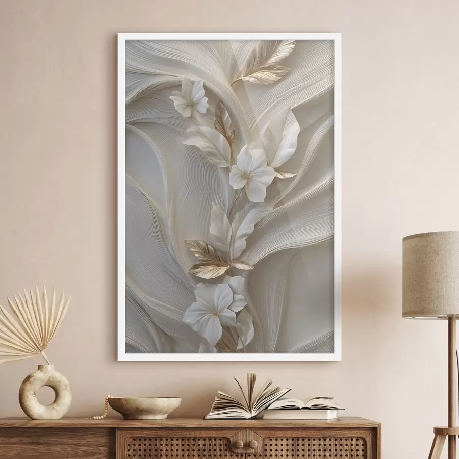 Fototapete eine exquisite Nachbildung dreidimensionaler Blätter, Texturen und Blumen f48787