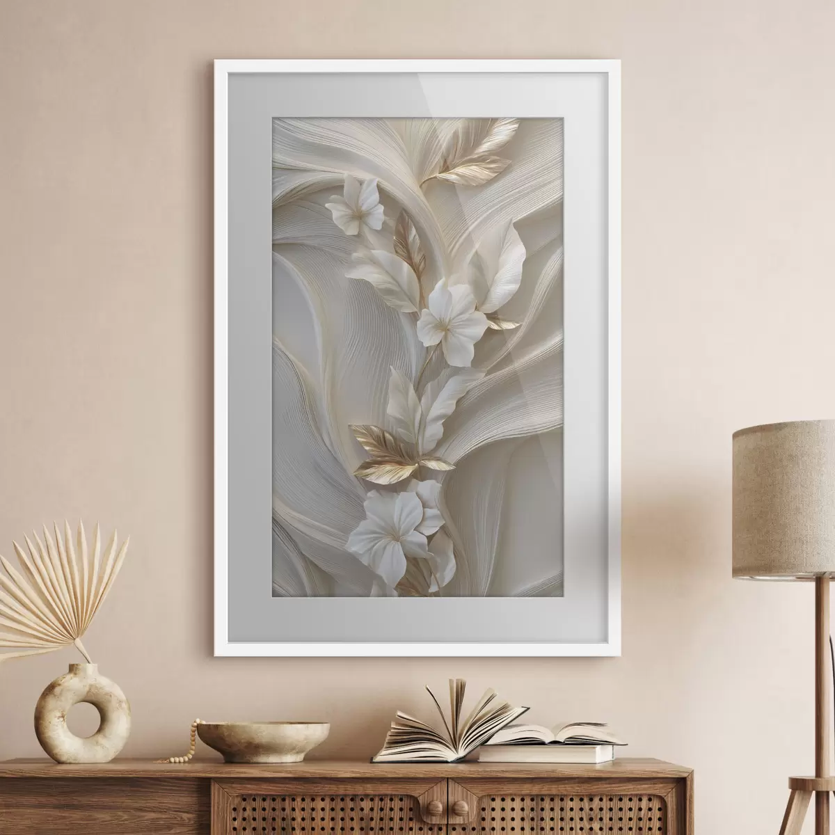 Poster eine exquisite Nachbildung dreidimensionaler Blätter, Texturen und Blumen f48787