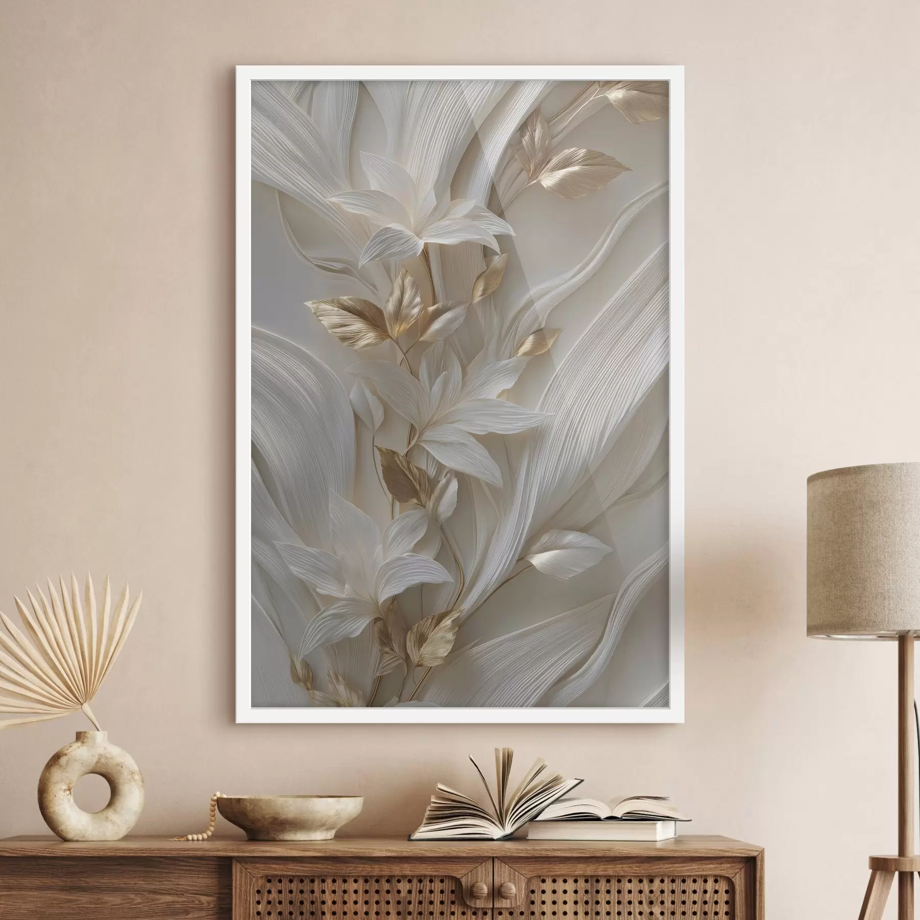 Fototapete eine exquisite Nachbildung dreidimensionaler Blätter, Texturen und Blumen f48788
