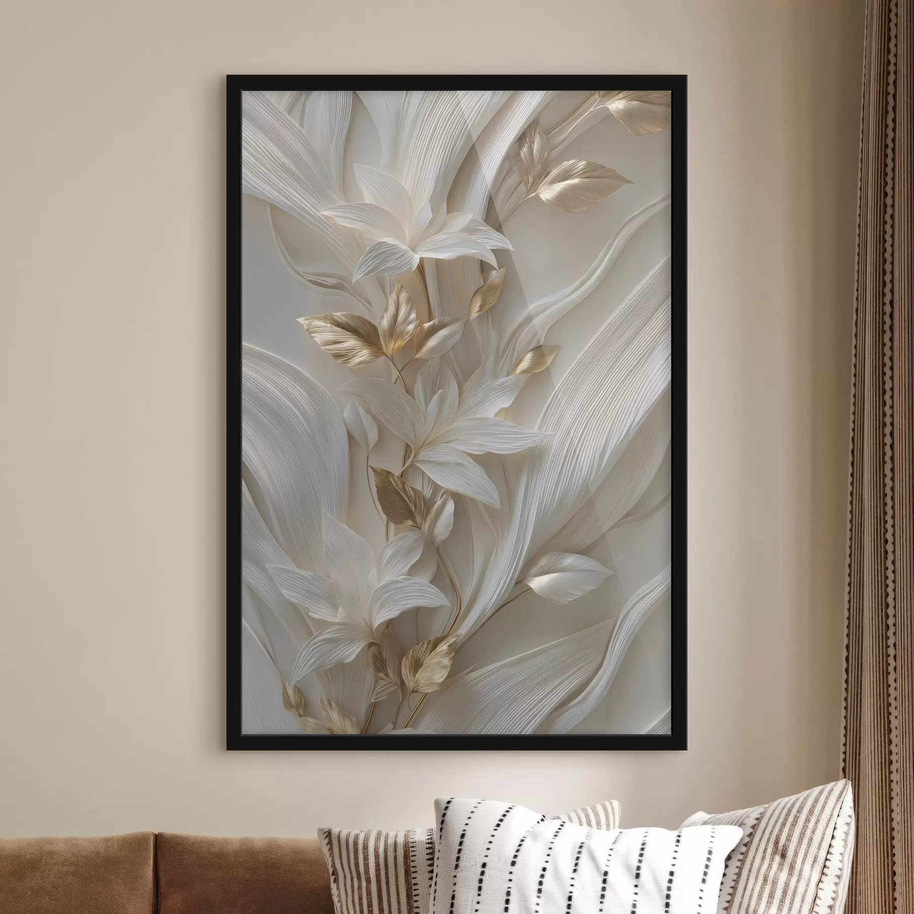 Fototapete eine exquisite Nachbildung dreidimensionaler Blätter, Texturen und Blumen f48788