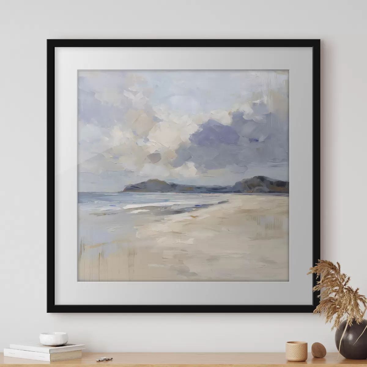 Poster ein malerischer Strand und Berge f48791