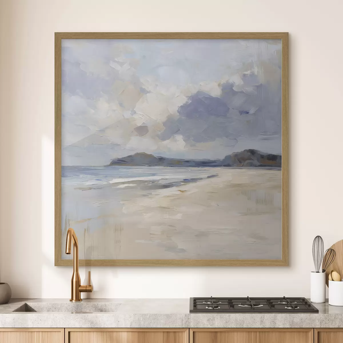 Poster ein malerischer Strand und Berge f48791