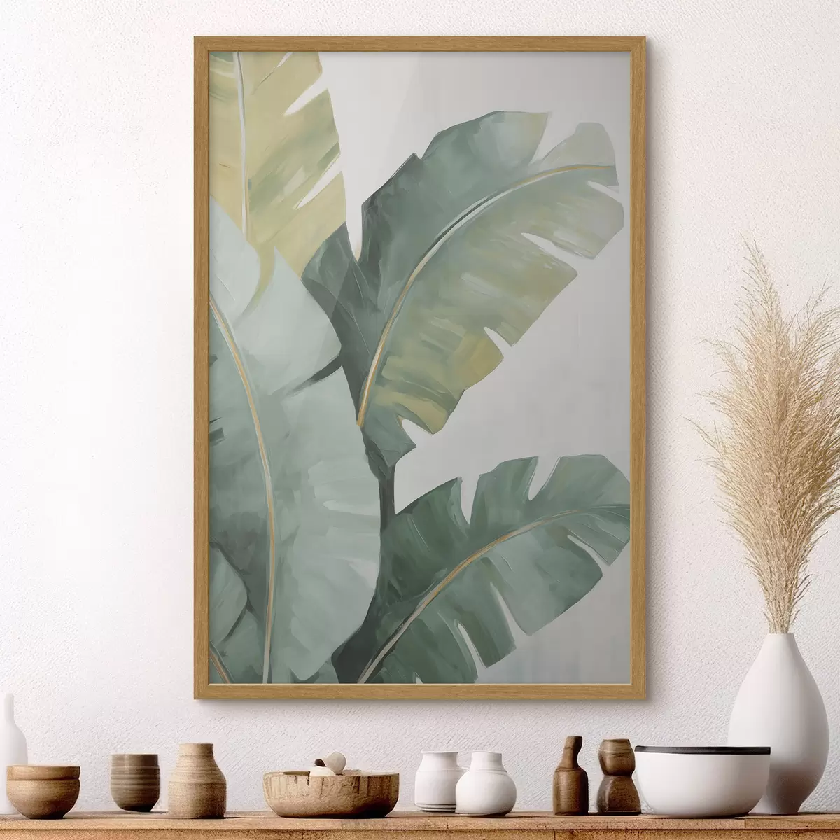 Poster Malerei mit Blattimitation f48764