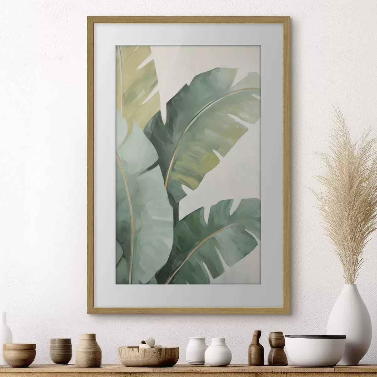 Poster Malerei mit Blattimitation f48764