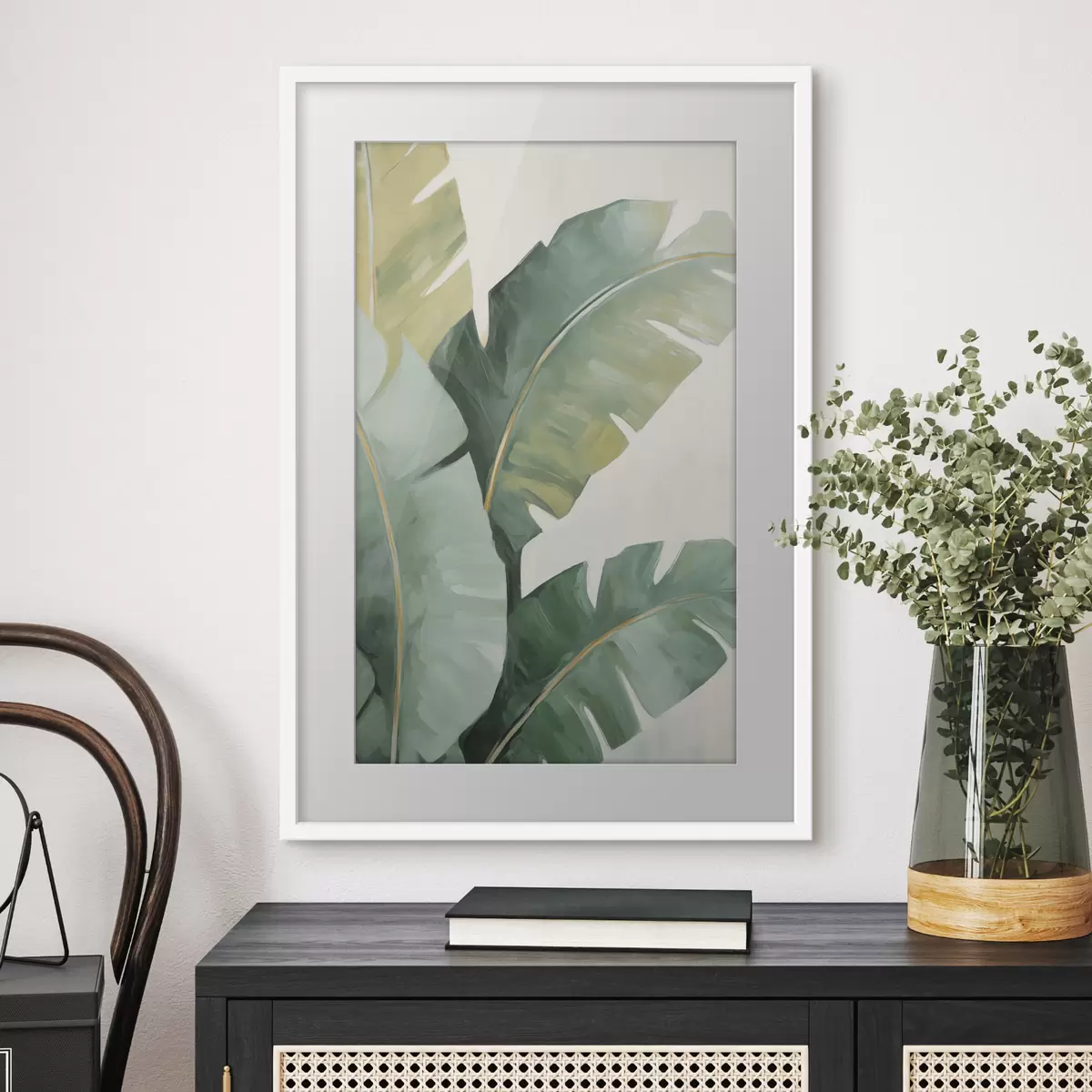 Poster Malerei mit Blattimitation f48764