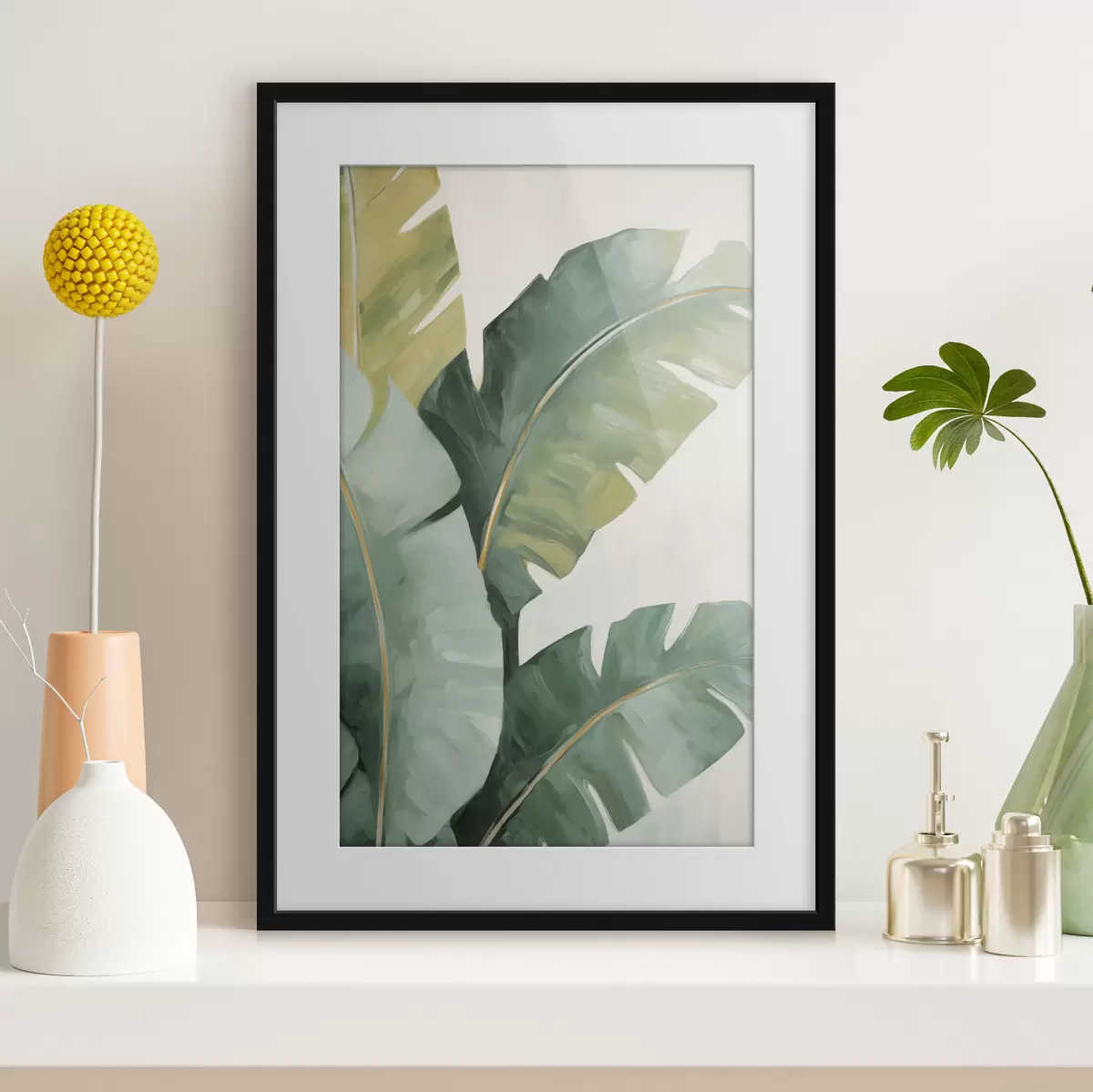 Poster Malerei mit Blattimitation f48764