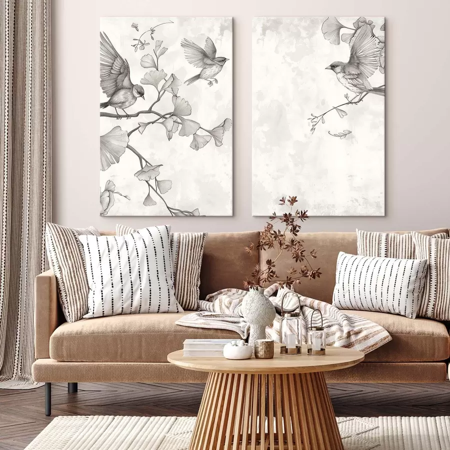 Fototapete Vögel auf Ginkgozweigen m30380