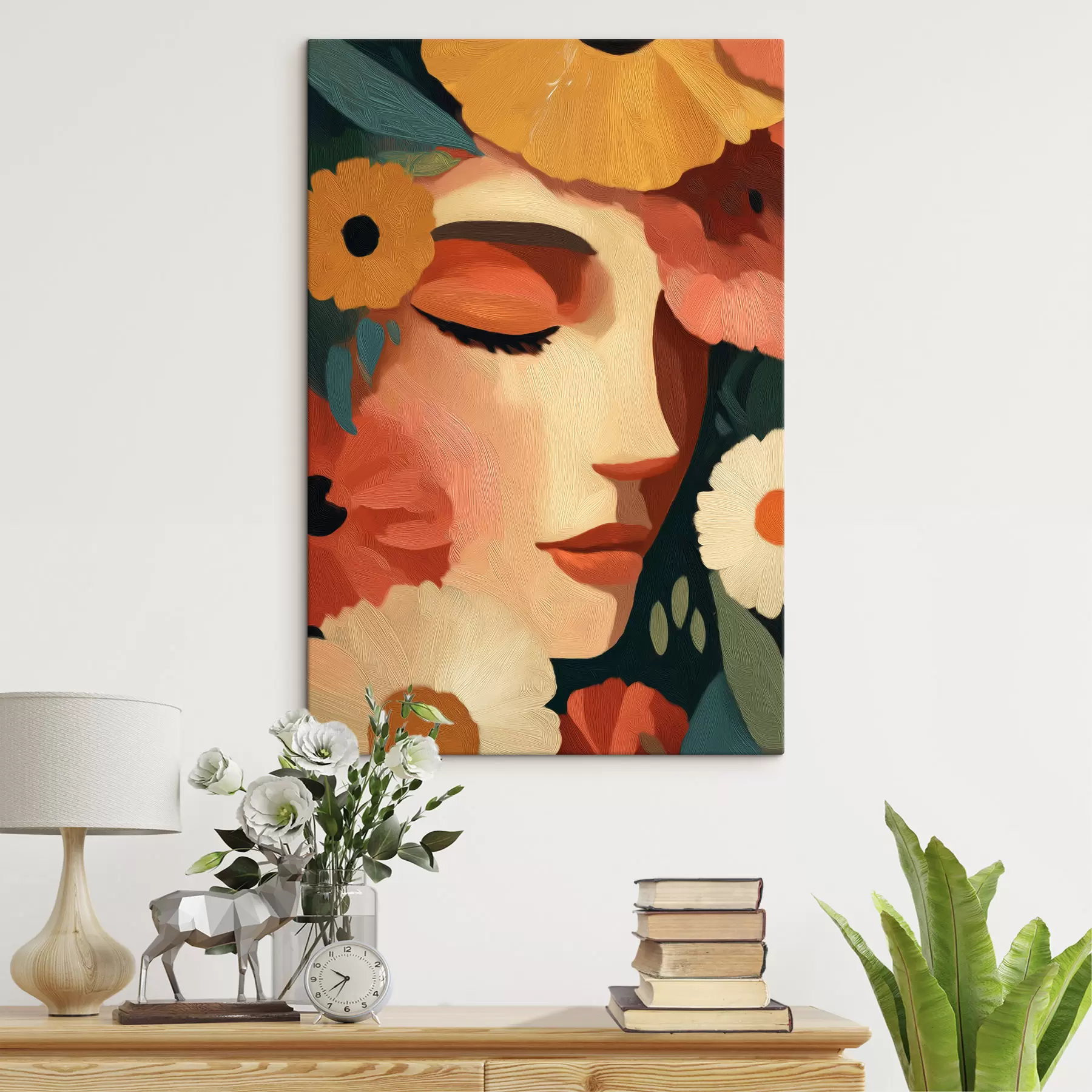 Fototapete Frauenporträt mit Blumen s48960