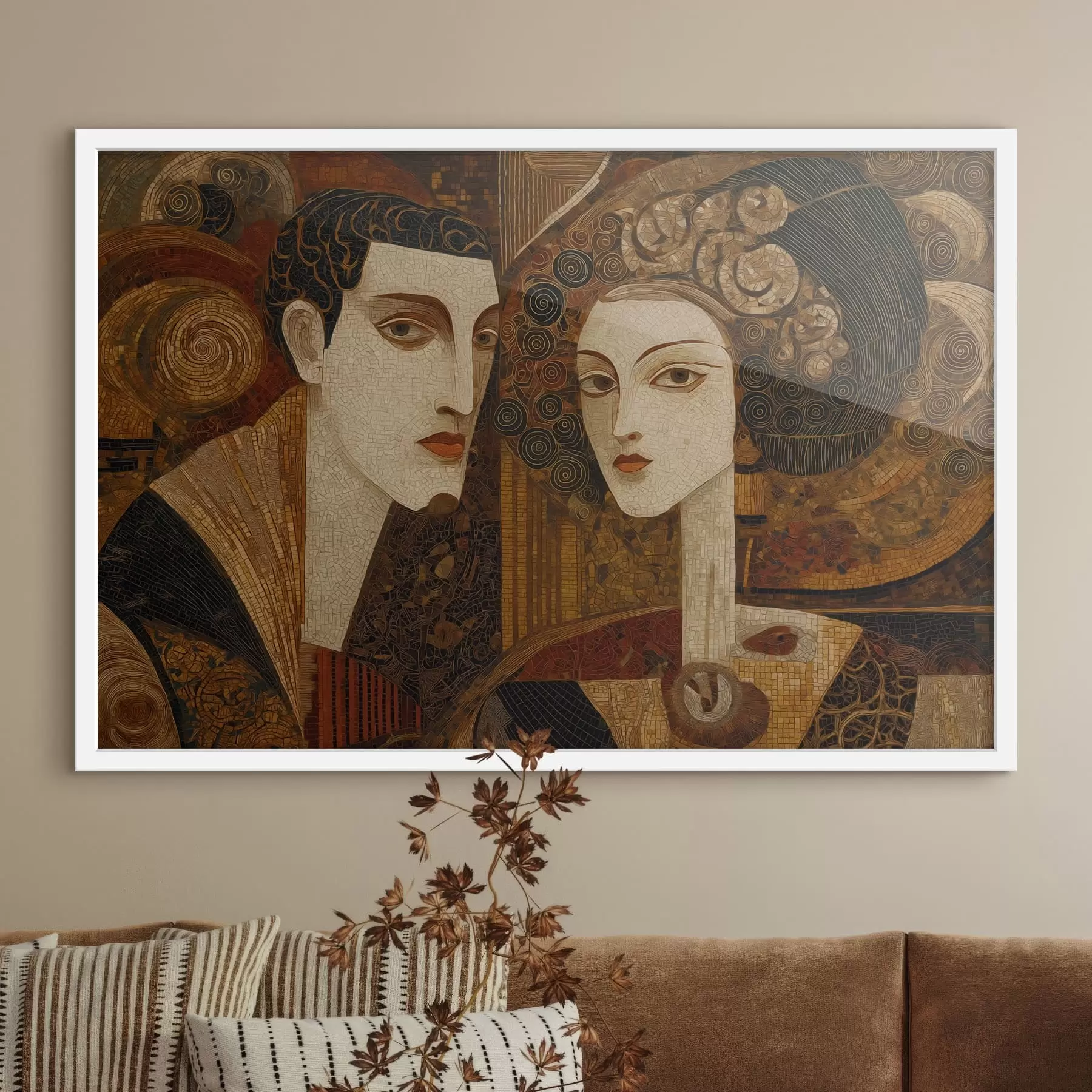 Fototapete Paar im Mosaikstil, abstraktes Porträt f48933