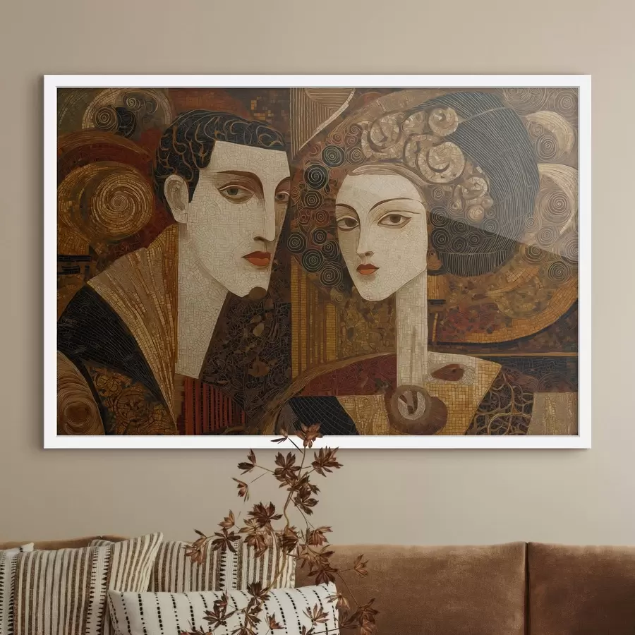 Fototapete Paar im Mosaikstil, abstraktes Porträt f48933