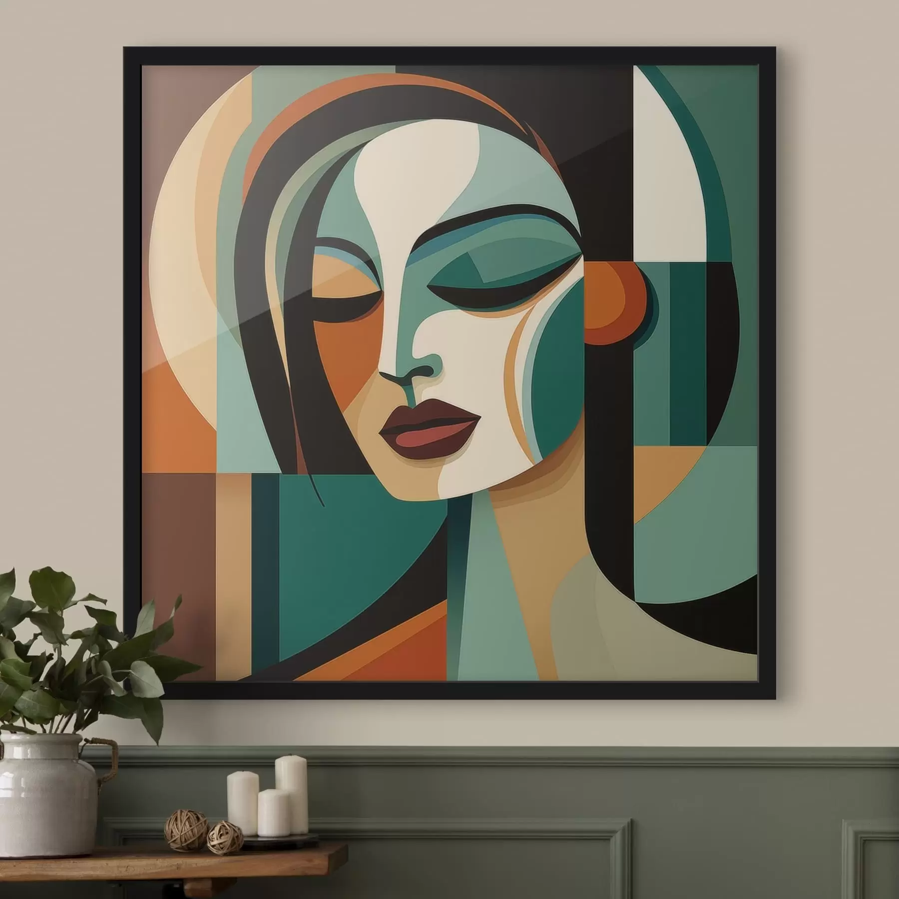 Fototapete Frauenporträt im geometrischen Stil f48952