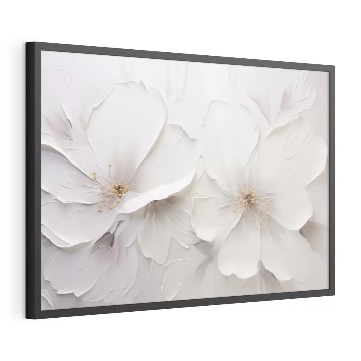 Poster Minimalistische, geprägte weiße Blumen mit sanften Schatten f48796