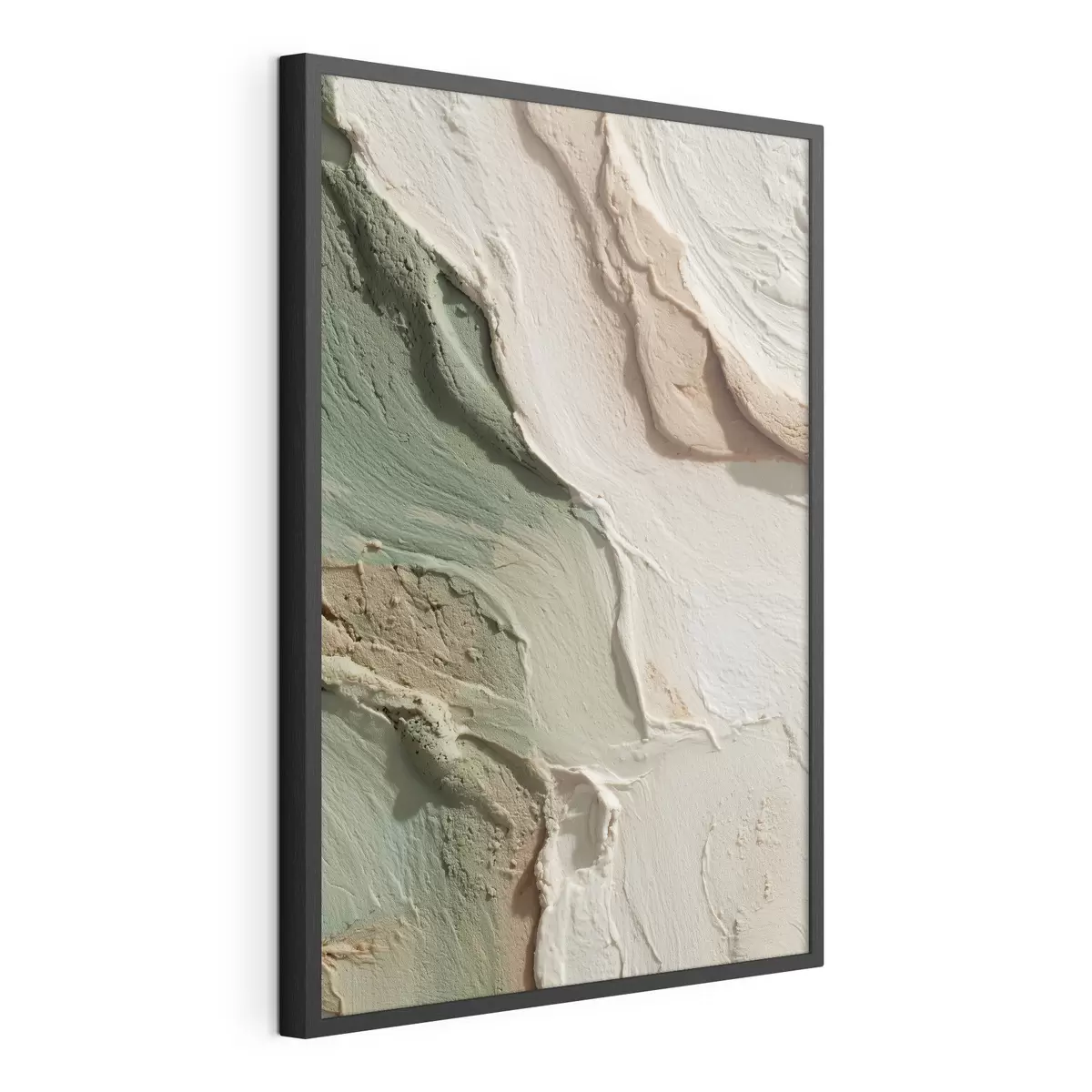 Poster Abstrakte Textur im Impasto-Stil in Beige- und Grüntönen f48799