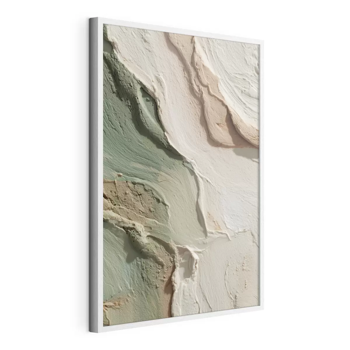 Poster Abstrakte Textur im Impasto-Stil in Beige- und Grüntönen f48799