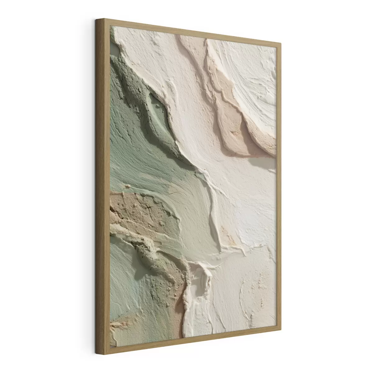 Poster Abstrakte Textur im Impasto-Stil in Beige- und Grüntönen f48799