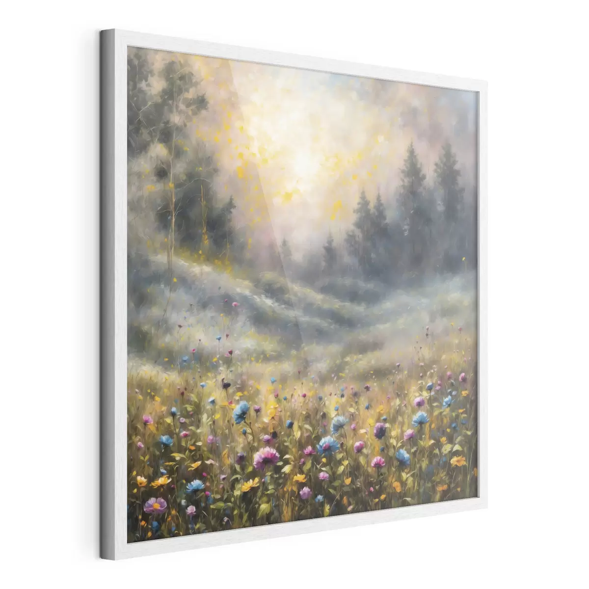 Poster Blumenfeld im Stil des Impressionismus in warmem Licht f48802
