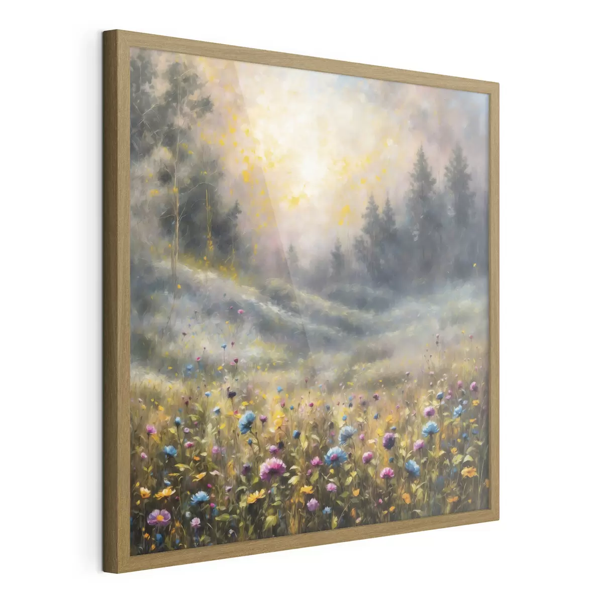 Poster Blumenfeld im Stil des Impressionismus in warmem Licht f48802