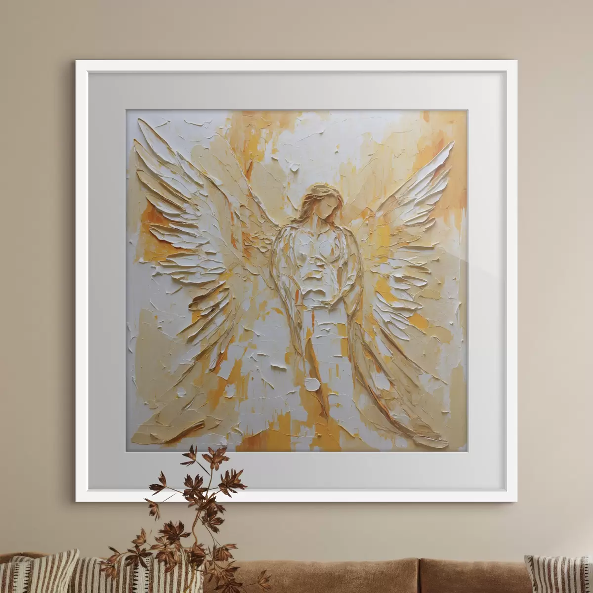Poster Engelfigur im Impasto-Stil mit Flügeln f48808