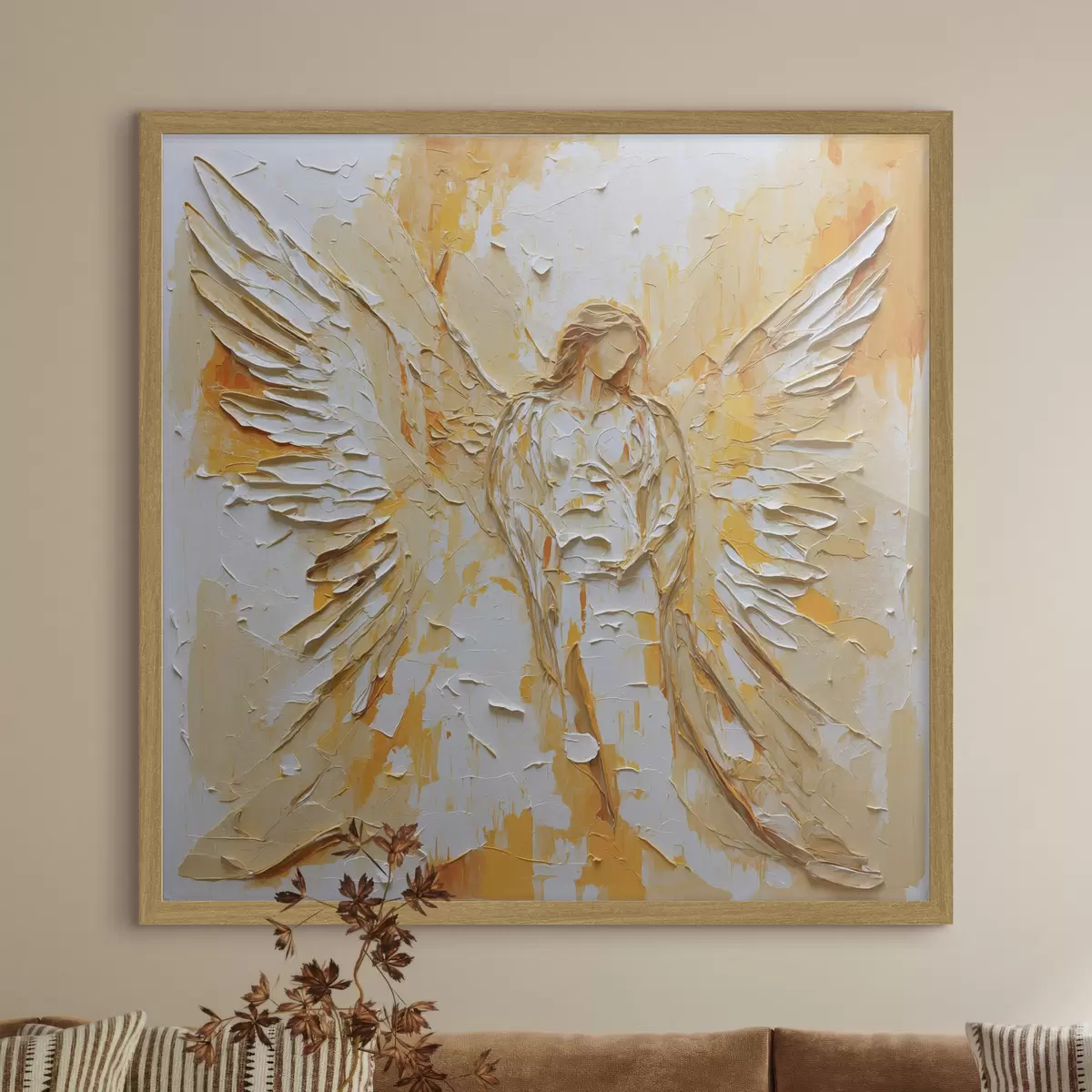 Poster Engelfigur im Impasto-Stil mit Flügeln f48808