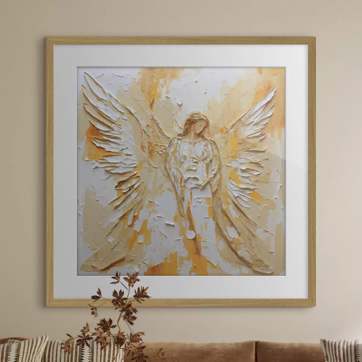 Poster Engelfigur im Impasto-Stil mit Flügeln f48808