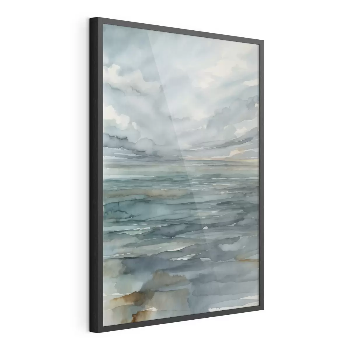 Poster Aquarell: ruhige See unter bewölktem Himmel f48824