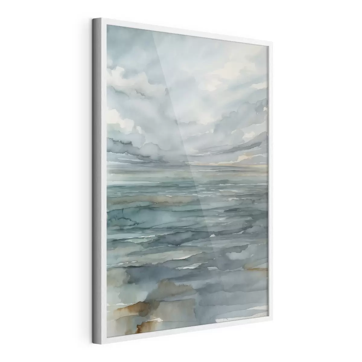 Poster Aquarell: ruhige See unter bewölktem Himmel f48824