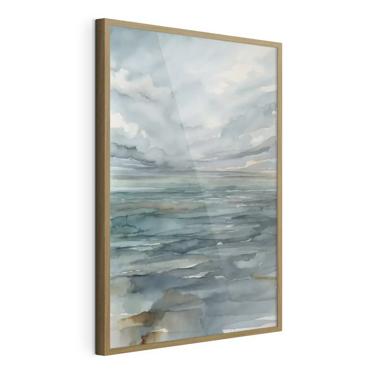 Poster Aquarell: ruhige See unter bewölktem Himmel f48824