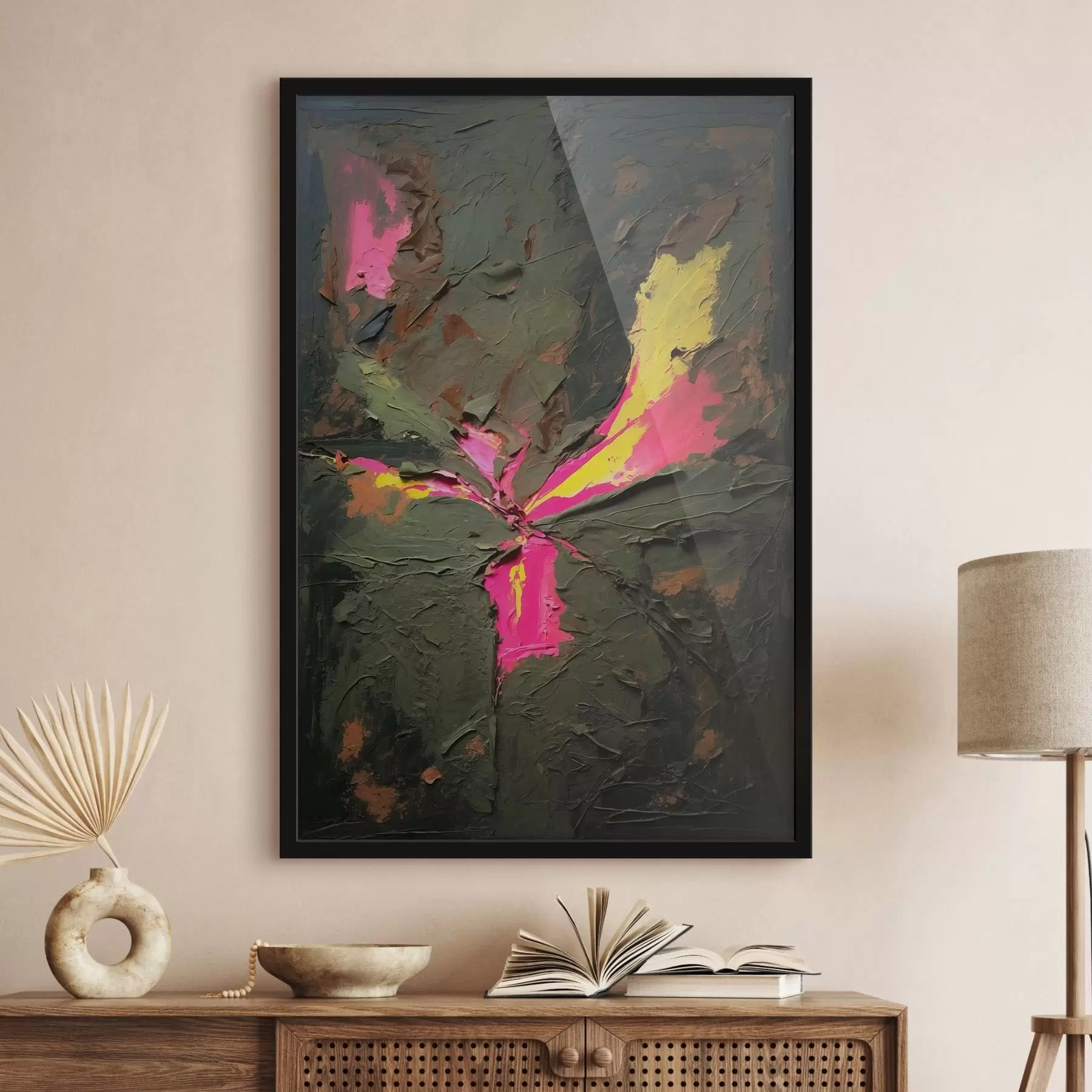 Fototapete Zusammenfassung: Strukturierte Komposition im Impasto-Stil mit lebhaften Akzenten f48826