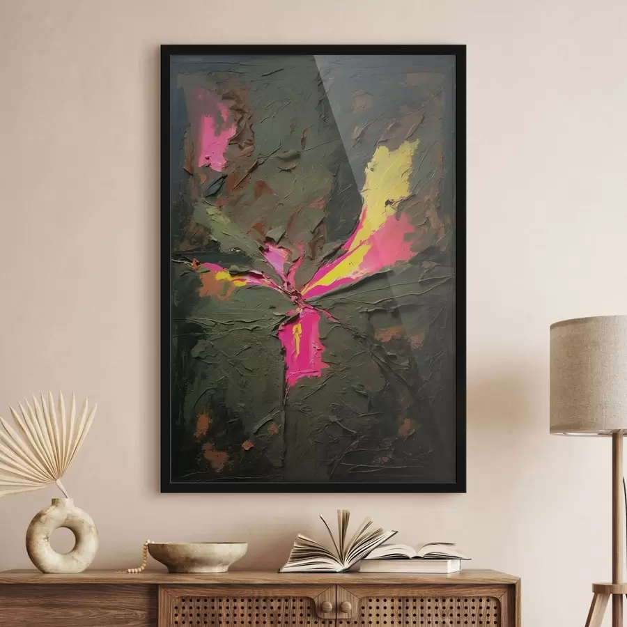 Fototapete Zusammenfassung: Strukturierte Komposition im Impasto-Stil mit lebhaften Akzenten f48826