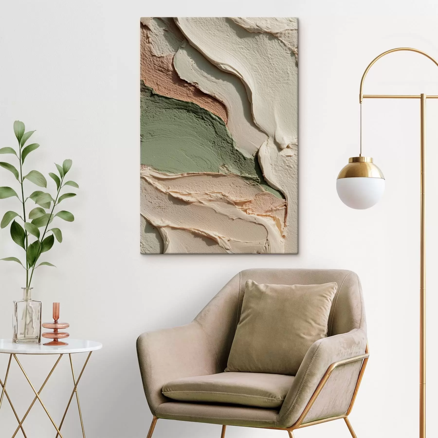 Fototapete Abstrakte Pinselstriche im Impasto-Stil in natürlichen Farbtönen s48798
