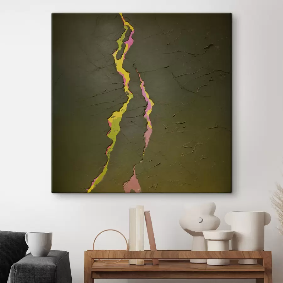 Fototapete Abstrakter Riss mit lebhaften Schichten unter einer dunklen Oberfläche s48805