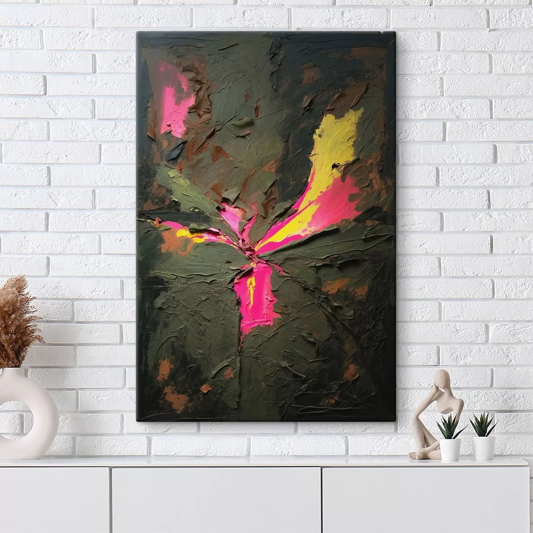 Fototapete Zusammenfassung: Strukturierte Komposition im Impasto-Stil mit lebhaften Akzenten s48826