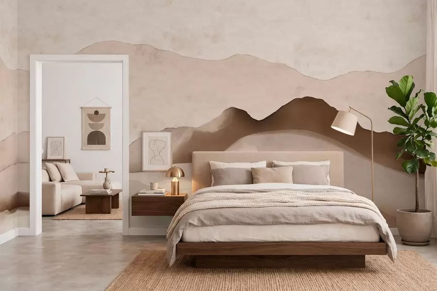 Fototapete Abstrakte Berge im Japandi- und Minimalismus-Stil w05434