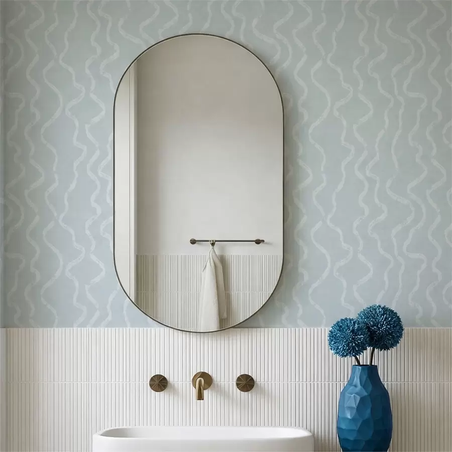 Fototapete Wellenförmiges Lichtmuster auf blauem Hintergrund a01167v1