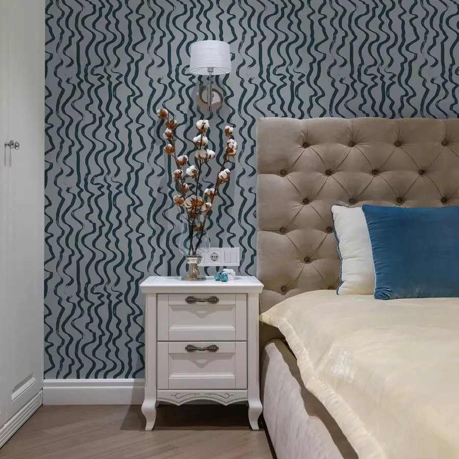 Fototapete Dunkle, wellenförmige Linien auf blauem Hintergrund a01168v1