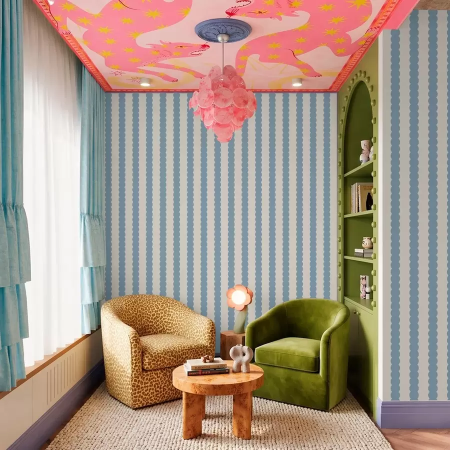 Fototapete Blaue Wellenstreifen im minimalistischen Stil a01182