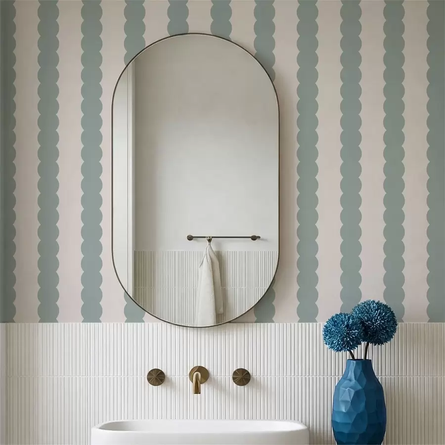 Fototapete Olivgrüne Wellenstreifen im minimalistischen Stil a01182v1