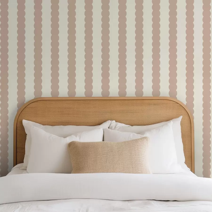 Fototapete Beigefarbene Wellenstreifen im minimalistischen Stil a01182v2