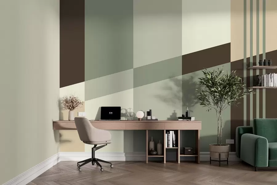 Fototapete Dezente geometrische Muster in Oliv-, Beige- und Brauntönen w05390