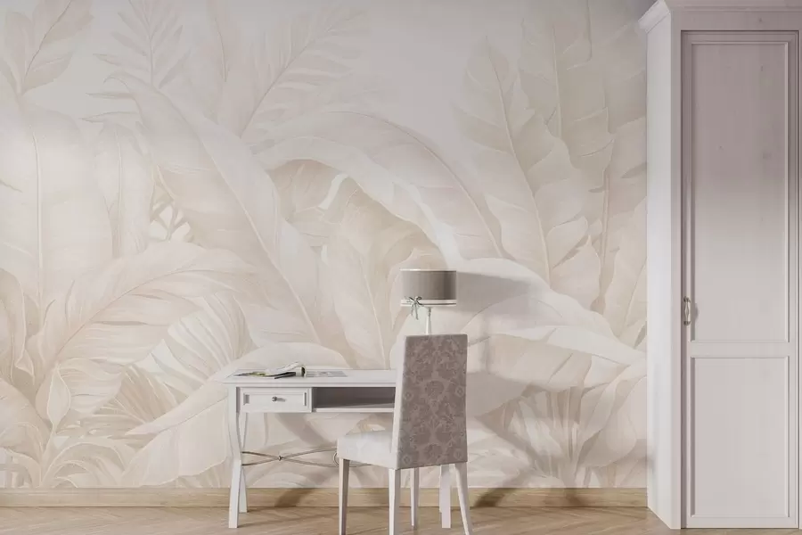 Fototapete Tropische Blätter im Vintage-Stil w05518