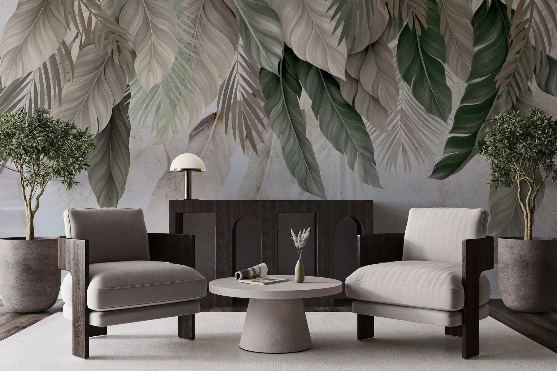 Fototapete Tropische Hängepflanzen auf Beton w05521