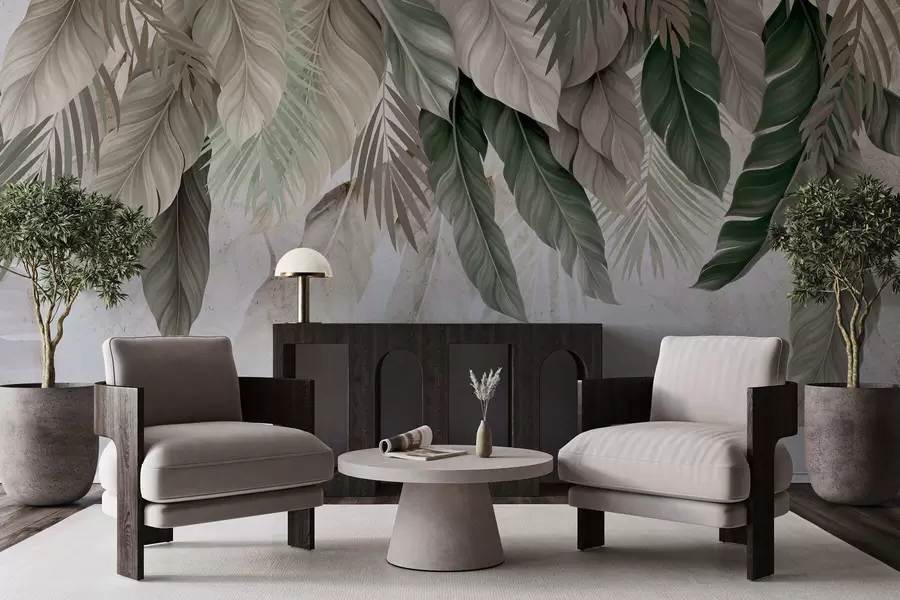 Fototapete Tropische Hängepflanzen auf Beton w05521