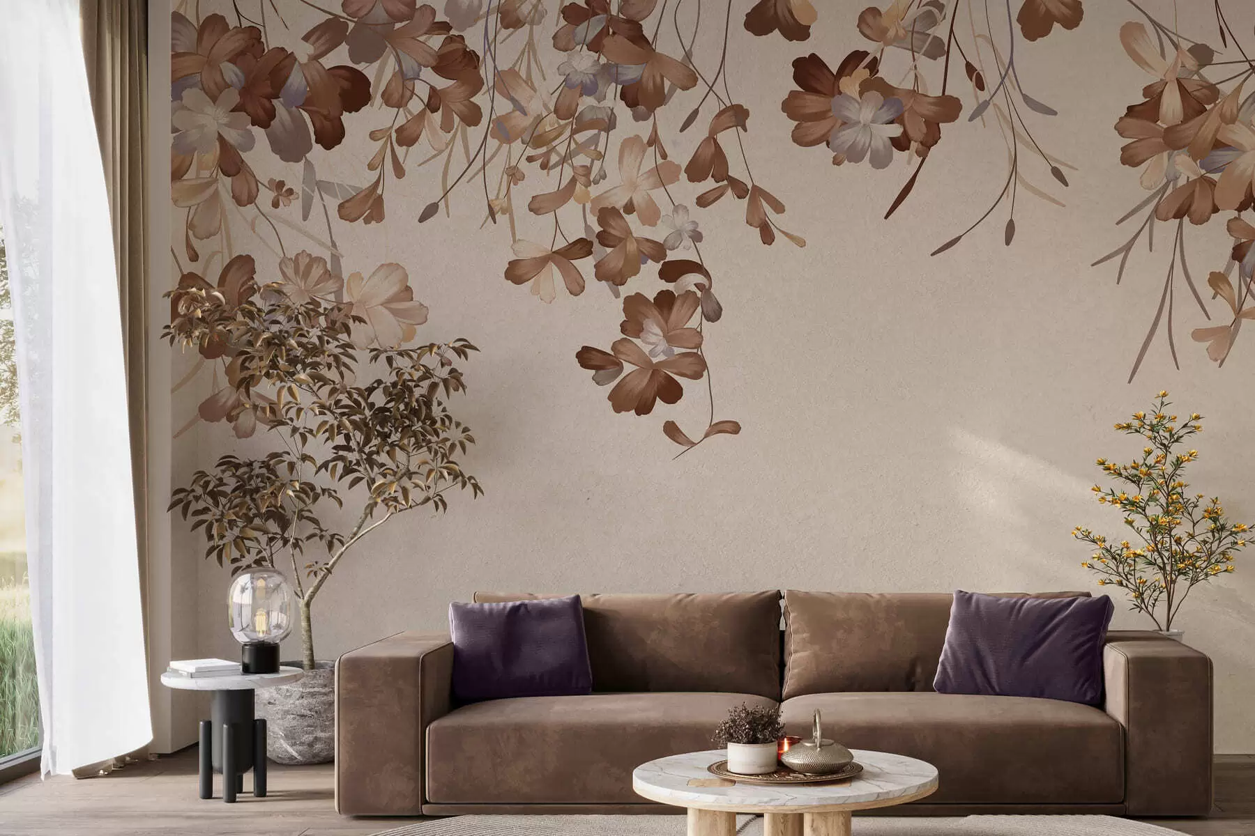 Fototapete An der Wand hängende Blätter w05530